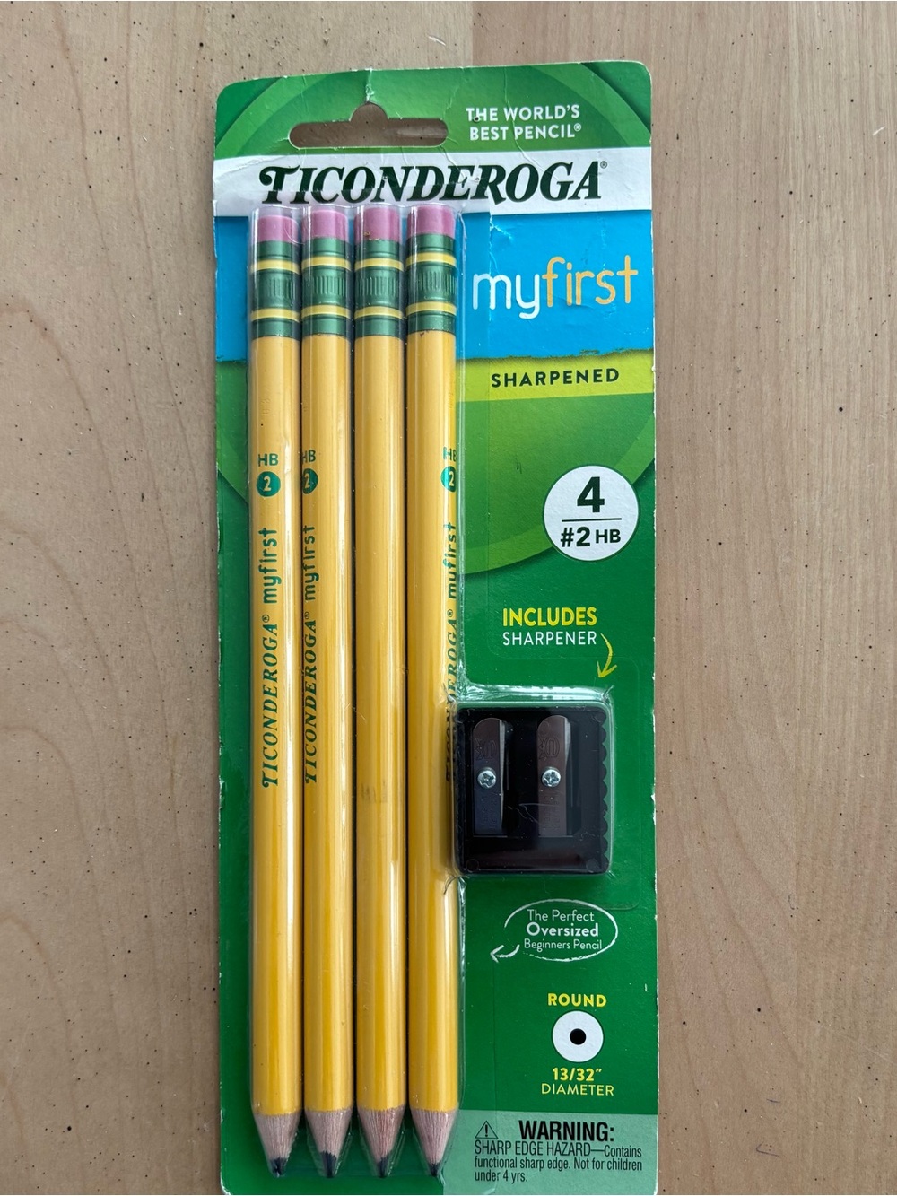 Ticonderoga My First 4 Count Pencils #2 HB. Includes Sharpener. New In Package